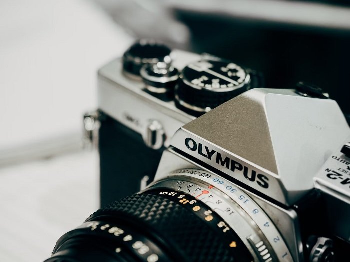 Close up of an Olympus camera