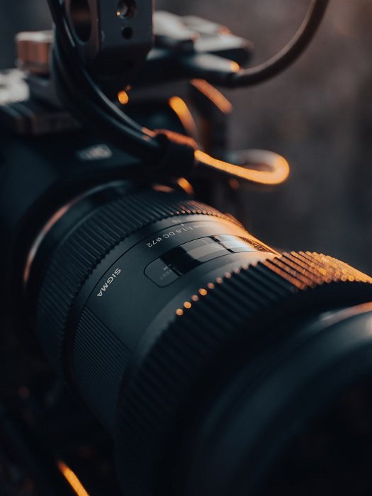 Close up of a Sigma camera lens