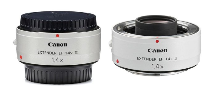 1.4x and 2x. A 1.4x teleconverter for a Canon 70-200 mm f/2.8L lens 
