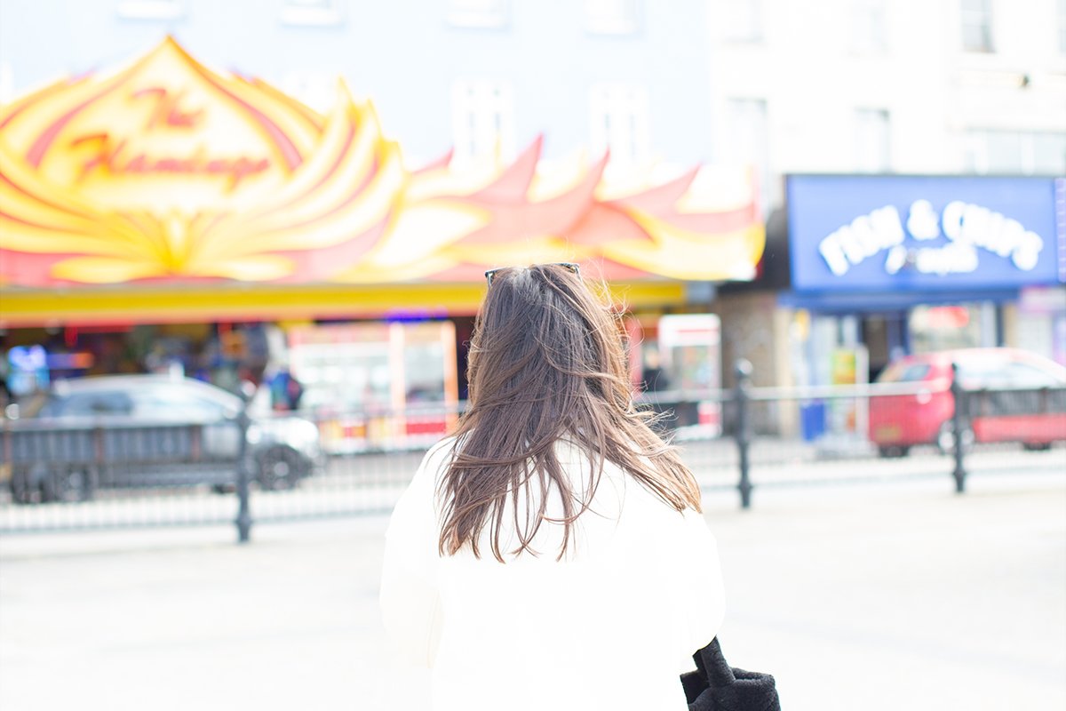 overexposed image of a woman shot from behind