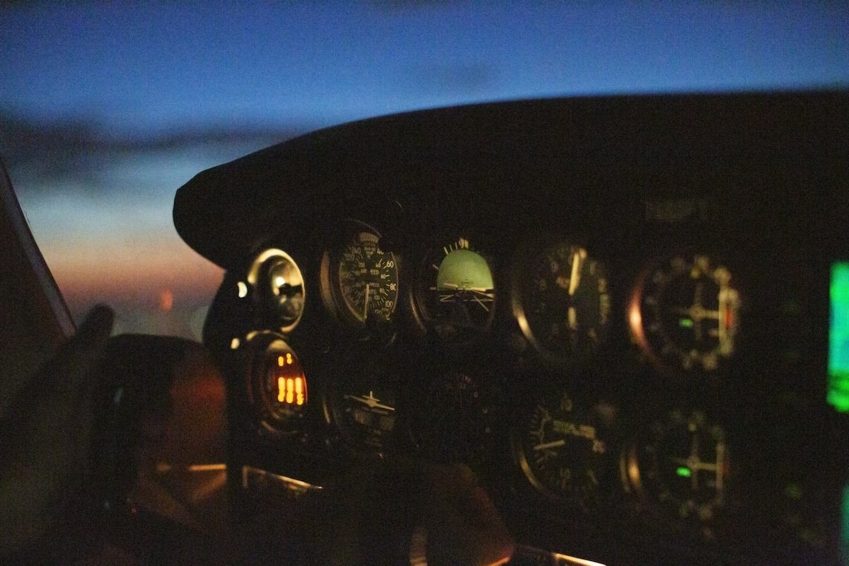 Photograph of a cockpit of a plane