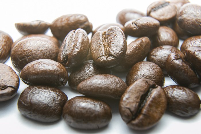 A macro photo of coffee beans