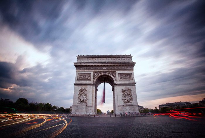 An long exposure image from Paris Arc de Triomph