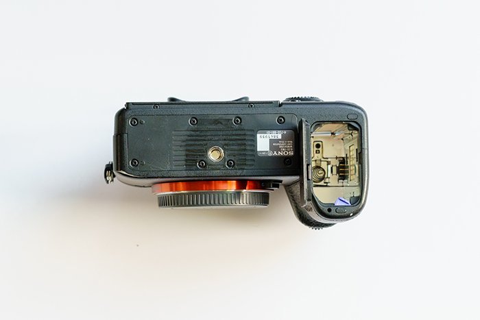 An image of Sony A7 III camera's battery compartment taken by Andy Tyler