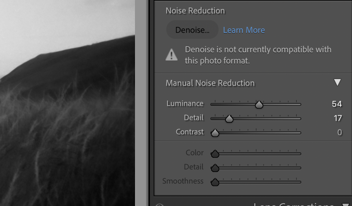 manual noise reduction in Lightroom