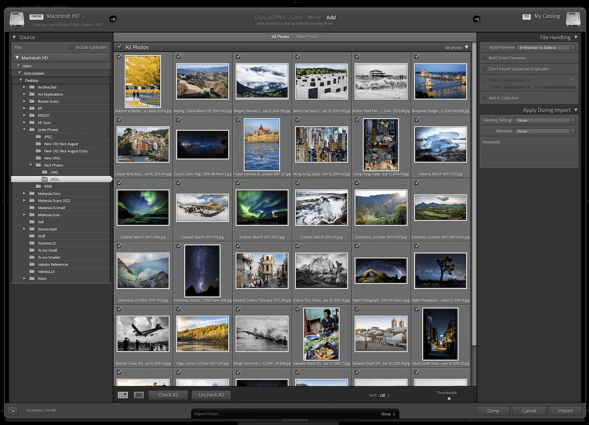 screenshot of Lightroom upload interface 