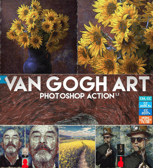 Screenshot of a free Van Gogh Art Photoshop action