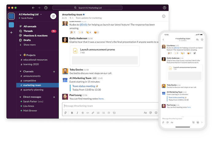 Screenshots of Slack, a free Photoshop plugin's interfaces