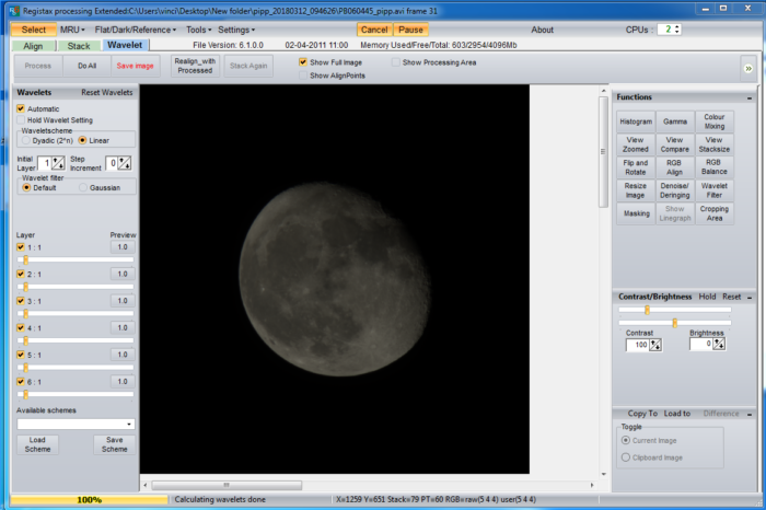 moon photo registax processing